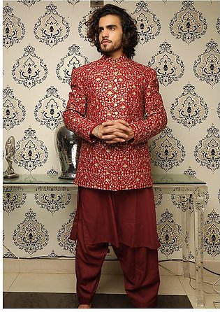 Classic Red Traditional Raw Silk Jacket