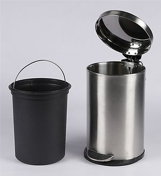 Stainless Steel Foot Pedal Bin Waste Trash Bin Garbage Can- 12 liters