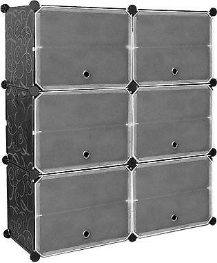 Storage Organizer 12 Cube Shoe Rack, DIY Cubes Plastic Cabinet with Doors Hallw…
