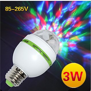 E27 3W Colorful Auto Rotating RGB LED Bulb Stage Light - White