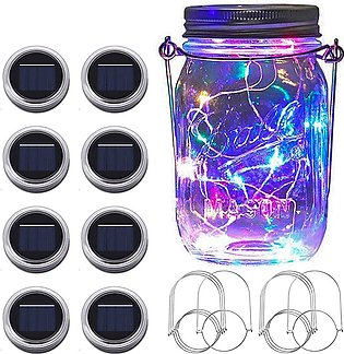 Solar Mason Jar Lights,8 Pcs 20 LED Fairy Garden Jar Lid String Lights with Han…