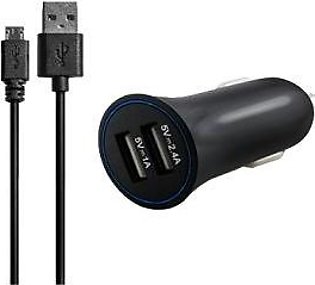 Key Car Charger 3.4A Dual With Micro USB Connector-Black