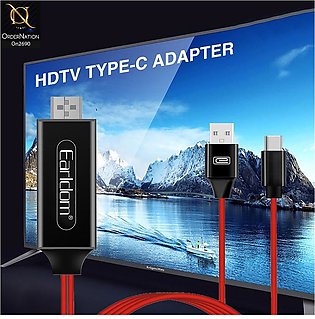 Red & Black - Earldom W12 HDMI Type-C Cable (4K Resolution)
