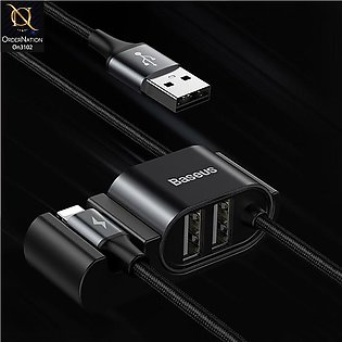 Black - CALHZ-01 - Baseus iPhone Special Data Cable For Car Back Seat With 2x U…