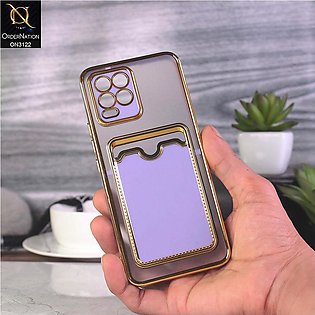 Realme 8 Cover - Purple - Semi Transparent Golden Electroplated Soft Border Cam…